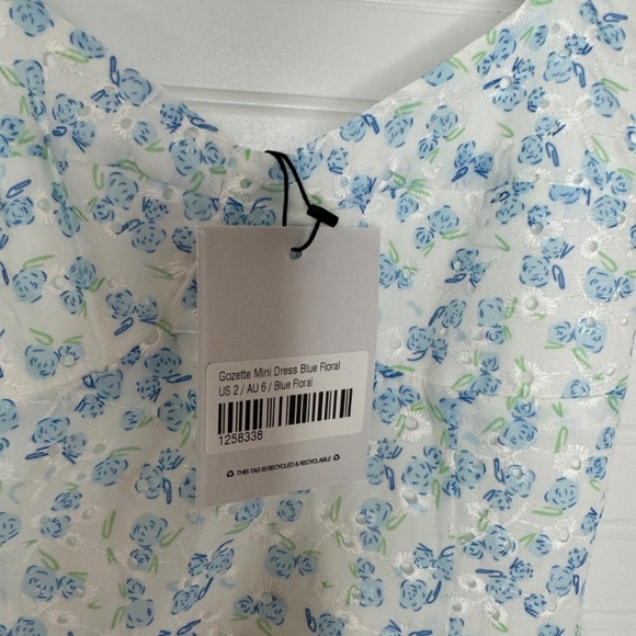 NEW Princess Polly Gazette Mini Dress Blue Floral US Size 2 - Picture 2 of 7